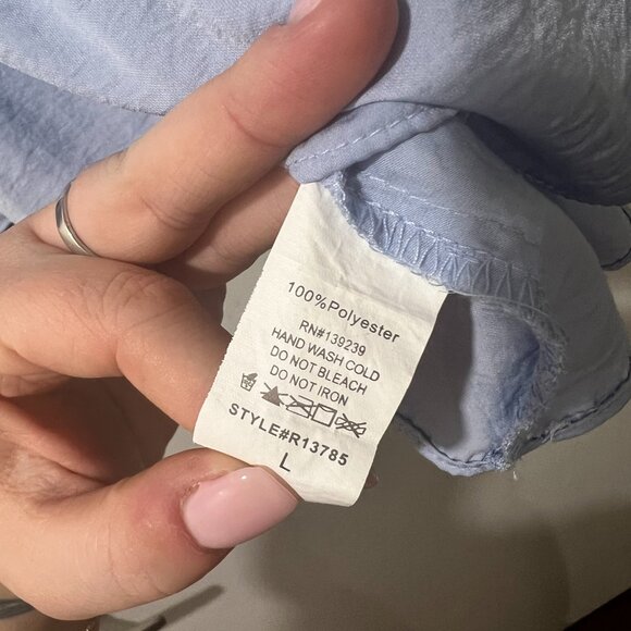 Do+Be Light Blue Off-Shoulder Ruffle Blouse – Size L 💙✨ - Picture 11 of 12